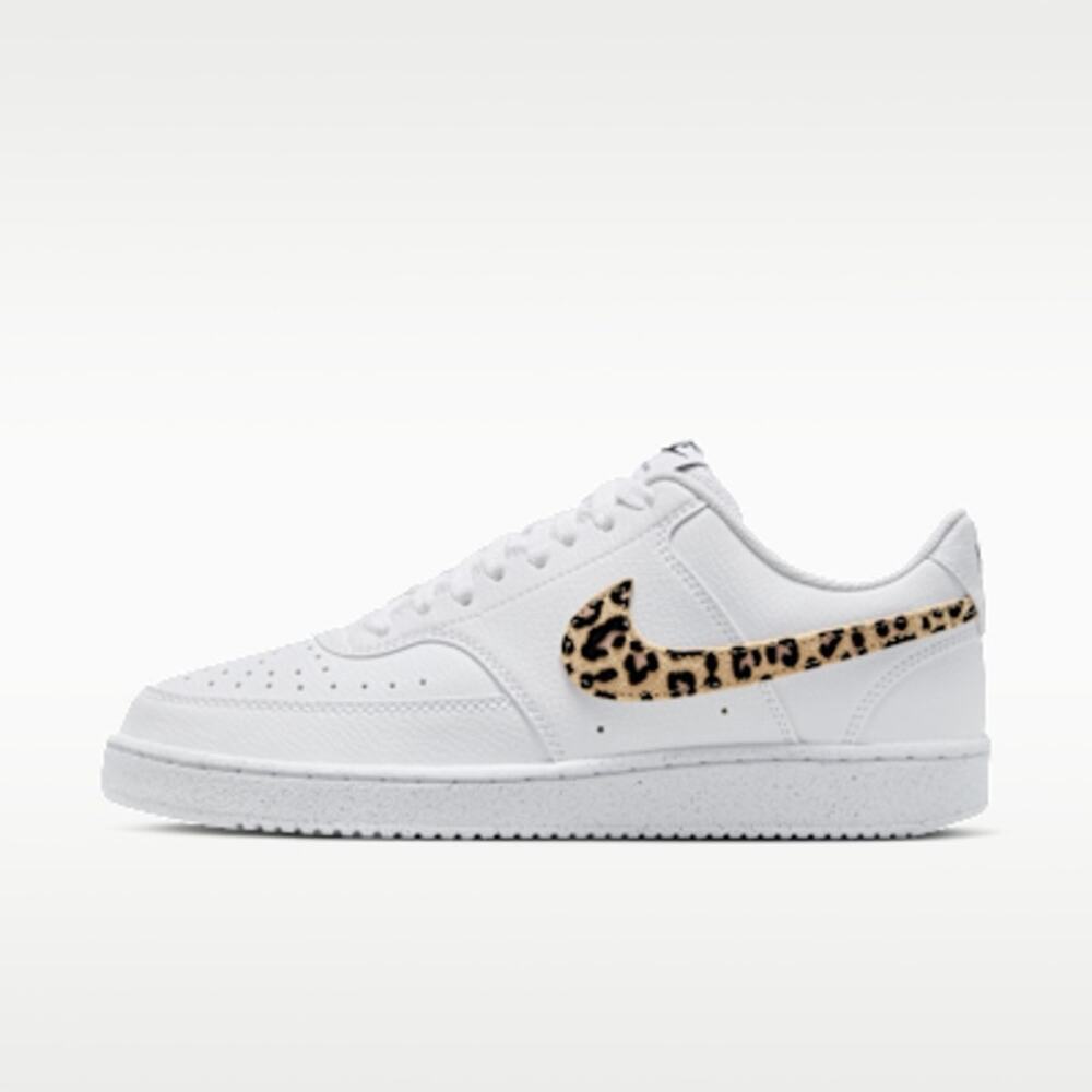 Nike Court Vision Low Leopard Cheetah Swoosh White Brown DD9665100 Size 7.5